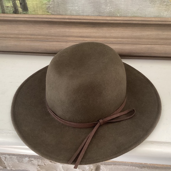 Lot Of 2 Wool Hats Fedora Western Black C&C Ribbon Mossy Green Leather One Size - Picture 9 of 14